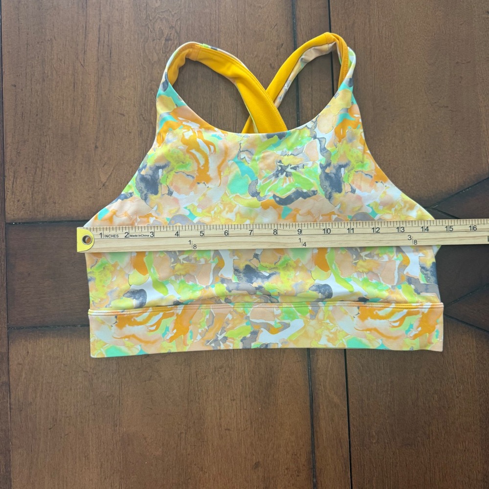 Fabletics PowerHold Floral Watercolor 2 Piece Activewear Set Yellow Orange M - Picture 10 of 11